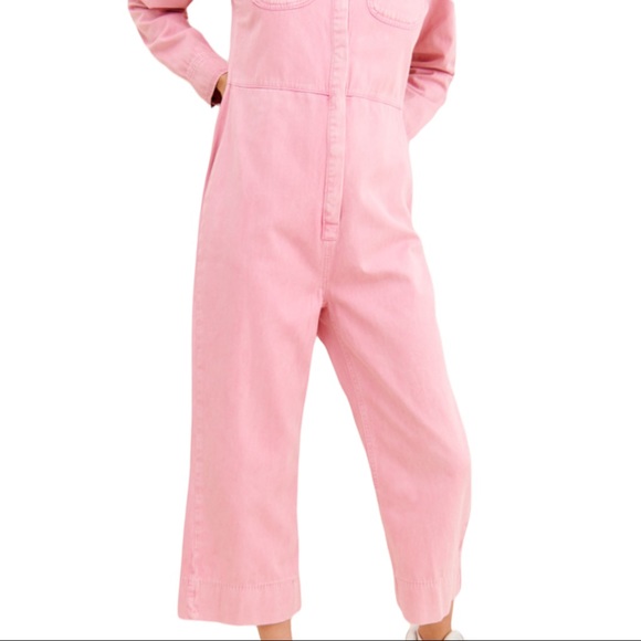 One Teaspoon x Free People Washed Pink XS Utility Denim Jumpsuit Coveralls - Picture 10 of 12